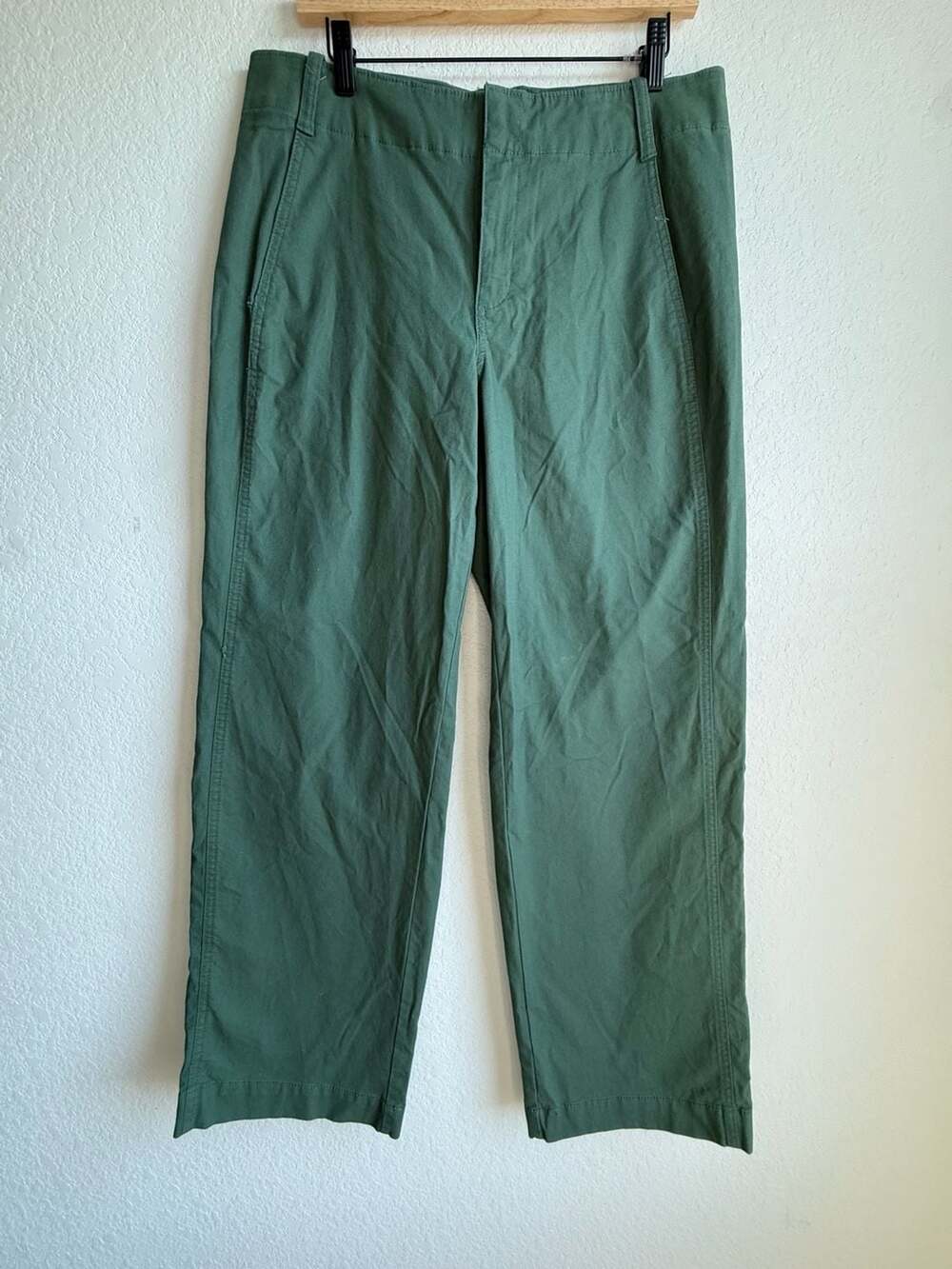 A New Day Green High-Rise Wide Leg Cotton Stretch Chino Pants